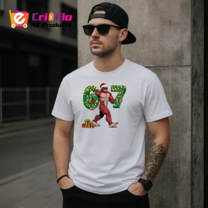 Tricou SIX SEVEN 67 Muschi Craciun Funny, din bumbac 100%, tricou alb, Copii | Dama | Barbat - Img 2