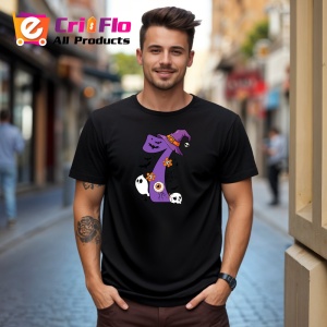 Tricou SIX SEVEN 67 Numar Halloween Violet Decor, din bumbac 100%, tricou negru, Copii | Dama | Barbat - Img 2