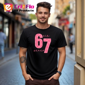 Tricou SIX SEVEN 67 Pink Handwritten Style, din bumbac 100%, tricou negru, Copii | Dama | Barbat