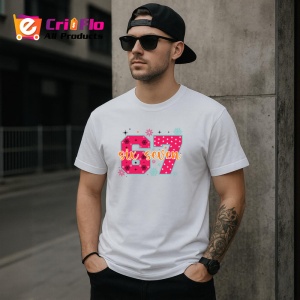 Tricou SIX SEVEN 67 Roz Festiv Craciun, din bumbac 100%, tricou alb, Copii | Dama | Barbat - Img 2