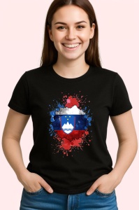 Tricou Slovenia Steag Splash Art, Copii | Dama | Barbat, culoare negru - Img 4