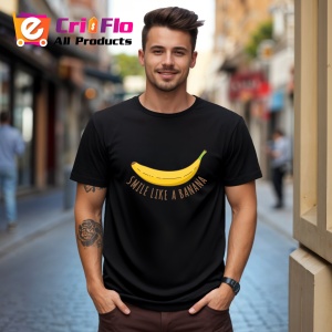 Tricou Smile Like A Banana, din bumbac 100%, tricou negru, Dama | Barbat - Img 3