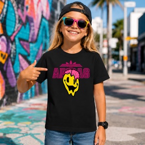 Tricou Smiley Face Melting Design Urban Neon Roz Streetwear Art, din bumbac 100%, tricou negru, Copii | Dama | Barbat - Img 7