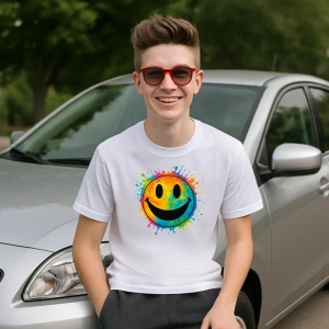 Tricou Smiley Happy Colorat - Copii | Dama | Barbat - Img 8