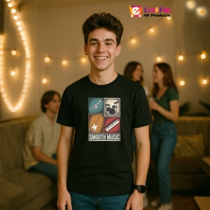 Tricou Smooth Music Instrumente Retro, Copii | Dama | Barbat, culoare negru - Img 6