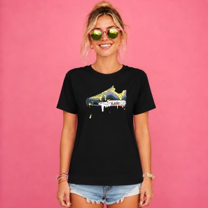 Tricou Sneaker Dripping Paint Galben Albastru Urban Melt Design, din bumbac 100%, tricou negru, Copii | Dama | Barbat - Img 2