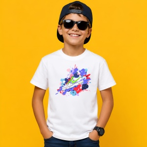 Tricou Sneaker Lime Green Splash Abstract Urban Streetwear Design, din bumbac 100% Copii | Dama | Barbat - Img 2