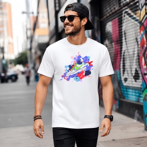 Tricou Sneaker Lime Green Splash Abstract Urban Streetwear Design, din bumbac 100% Copii | Dama | Barbat - Img 5
