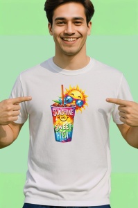 Tricou Soare cu ochelari si pahar text sunshine and sweet tea vara relaxata Copii | Dama | Barbat Barbat - Img 2