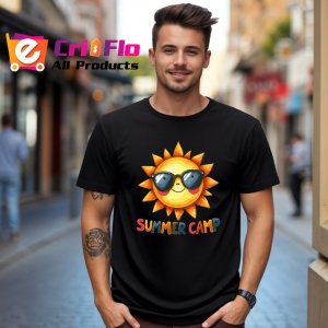 Tricou Soare vesel cu ochelari text summer camp desen de vacanta copii Copii | Dama | Barbat Barbat - Img 17