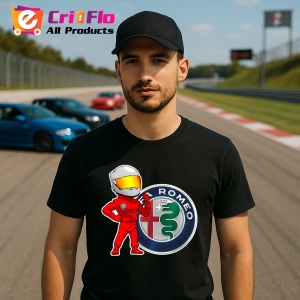 Tricou Sofer Raliu Cu Logo Alfa Romeo | Unisex Dama si Barbat - Img 2