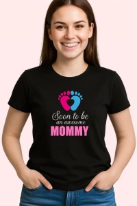 Tricou Soon To Be Mommy Roz, din bumbac 100%, tricou negru, Dama | Barbat - Img 2