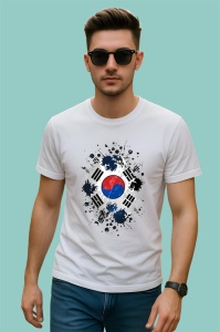 Tricou South Korea Steag Splash Art, Copii | Dama | Barbat - Img 2