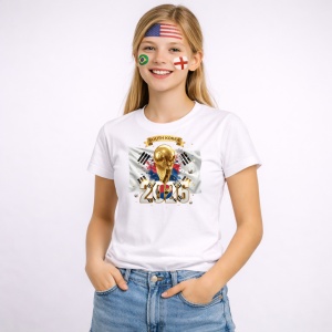 Tricou South Korea World Cup 2026 Fifa V2, din bumbac 100%, tricou alb, Copii | Dama | Barbat - Img 3