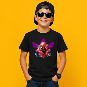 Tricou Spiderman Paint Splash Mov Rosu Urban Hero Streetwear, din bumbac 100%, tricou negru, Copii | Dama | Barbat - Img 3