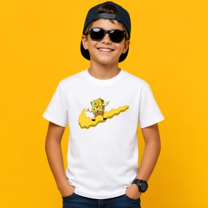 Tricou Spongebob Surfing On Cloud Logo Galben Urban Vibe, din bumbac 100% Copii | Dama | Barbat - Img 2