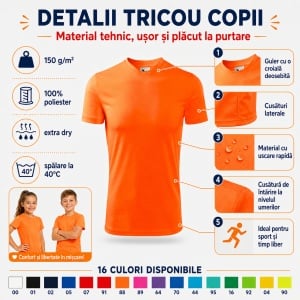 Tricou sport copii Malfini Fantasy 147 – 100% poliester, pentru fete și băieți, ideal pentru activități sportive - Img 3