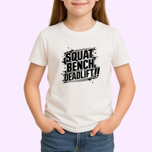 Tricou Squat Bench Deadlift Text Simplu, Copii | Dama | Barbat - Img 3