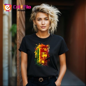 Tricou Sri Lanka Steag Splash Art, Copii | Dama | Barbat, culoare negru - Img 12
