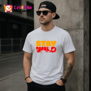 Tricou Stay Wild, din bumbac 100%, tricou alb, Dama | Barbat - Img 2