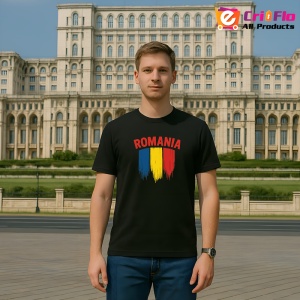 Tricou Steag Romania cu text Negru |Colectia Tricouri Romania - Img 3