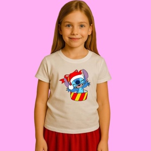 Tricou Stitch In Cutie Cadou Craciun, din bumbac 100%, tricou alb, Copii | Dama | Barbat - Img 2