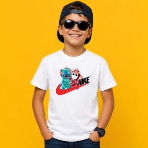 Tricou Stitch Si Angel Hypebeast Style Logo Rosu Albastru Urban, din bumbac 100% Copii | Dama | Barbat