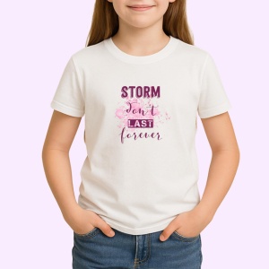 Tricou Storm Dont Last Forever Text Roz Pastel, din bumbac 100% , tricou alb pentru Copii | Dama | Barbat - Img 2