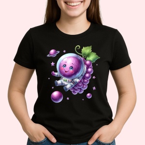 Tricou Strugure amuzant de vara astronaut, Fructe, Copii | Dama, culoare negru - Img 2