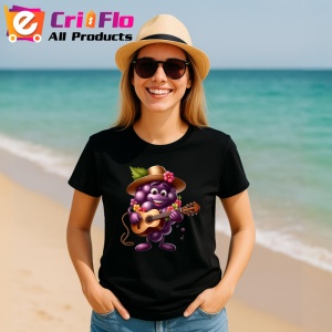 Tricou Strugure amuzant de vara cantaret, Fructe, Copii | Dama, culoare negru - Img 11