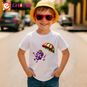 Tricou Strugure amuzant de vara cu parasuta, Fructe, Copii | Dama - Img 3