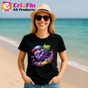 Tricou Strugure amuzant de vara cu skateboard, Fructe, Copii | Dama, culoare negru - Img 11