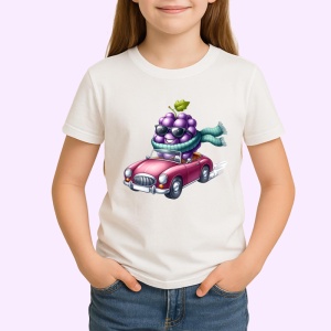 Tricou Strugure amuzant de vara in masina, Fructe, Copii | Dama - Img 1