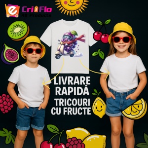 Tricou Strugure amuzant de vara pe scuter, Fructe, Copii | Dama - Img 6