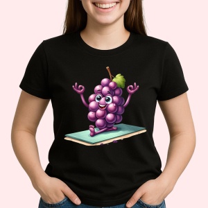 Tricou Strugure amuzant de vara yoga 2, Fructe, Copii | Dama, culoare negru - Img 2