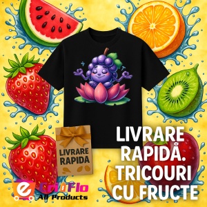 Tricou Strugure amuzant de vara yoga, Fructe, Copii | Dama, culoare negru - Img 12