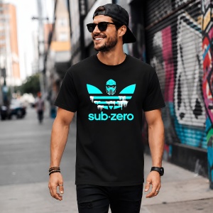 Tricou Sub Zero Mortal Kombat Logo Turcoaz Urban Gaming Design, din bumbac 100%, tricou negru, Copii | Dama | Barbat - Img 5