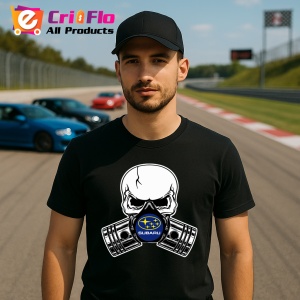 Tricou Subaru Skull Pistons | Unisex Dama si Barbat - Img 2