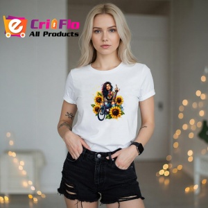 Tricou sunflower unicycle rebel girl, fata rebela cu monociclu si floarea soarelui, Copii | Dama | Barbat - Img 10