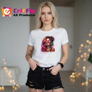 Tricou sunglasses girl rainbow style tattooed, fata cu ochelari stil curcubeu si tatuaje, Copii | Dama | Barbat - Img 10