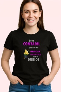 Tricou Sunt Contabil Magician Financiar Suna Dubios, din bumbac 100%, tricou negru Dama | Barbat - Img 2