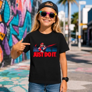 Tricou Super Mario Run Street Style Red Urban Graphic Art, din bumbac 100%, tricou negru, Copii | Dama | Barbat - Img 7