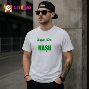 Tricou Super Nasu Verde, din bumbac 100%, tricou alb, Dama | Barbat - Img 3
