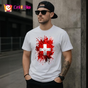 Tricou Switzerland Steag Splash Art, Copii | Dama | Barbat - Img 5