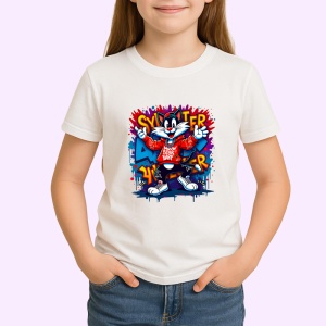 Tricou Sylvester DJ style cu spray și splash roșu Copii | Dama | Barbat Barbat