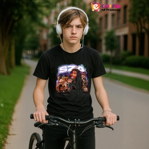 Tricou SZA - Microphone Sparkle, muzica Hip-Hop / Drill, Dama | Barbat | Copii, Culoare Negru - Img 10