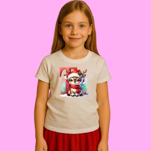 Tricou T Litera Craciun Cu Ren Si Fulgi, din bumbac 100% Copii | Dama | Barbat