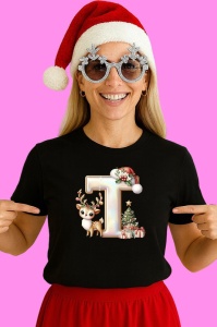 Tricou T Litere Craciun Cu Ren, Brad, Luminite Si Cadouri, din bumbac 100% Copii | Dama | Barbat - Img 3