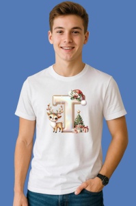 Tricou T Litere Craciun Cu Ren, Brad, Luminite Si Cadouri, din bumbac 100% Copii | Dama | Barbat - Img 2