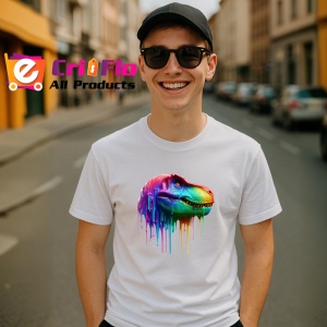 Tricou T Rex colorat dinozaur in stil urban pop art Copii | Dama | Barbat - Img 5